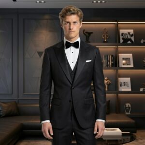 Bộ Tuxedo Nam Đen Phối Gile Sang Trọng Lịch Lãm