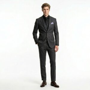 Bộ Suit 3 Mảnh Cao Cấp Lucide "Charcoal Birdseye" – Màu Xám Chì