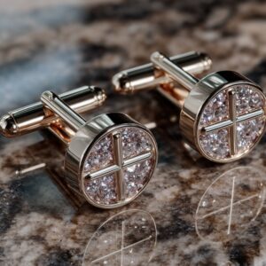 Cufflinks Crystal Cross